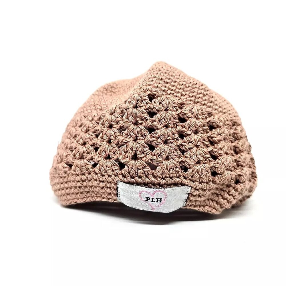 PLH Bows & Laces Baby Crochet Hat Beige Girls Size 24 Months